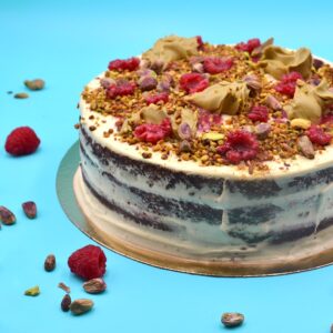 La petite Sara Cafetería Pastelería en Madrid Tartas artesanales Tarta de pistacho frambuesa y vainilla
